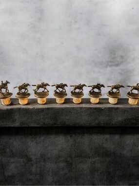 Blanton’s COMPLETE set of Vintage Horse Racing Bottle Stoppers - Brass Tone